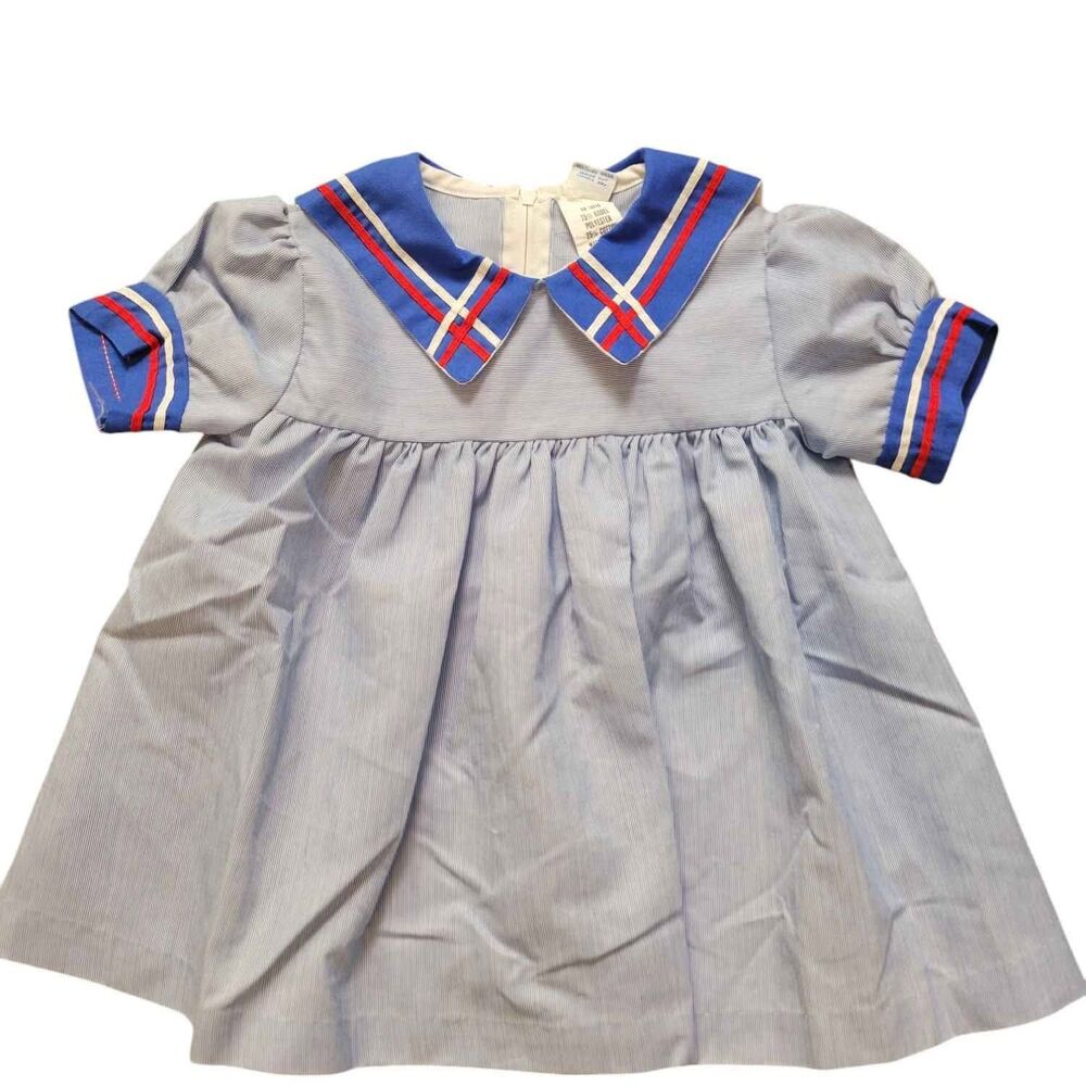 Vintage Girls Size 18 Months Precious Togs Dress Red White and Blue Summer